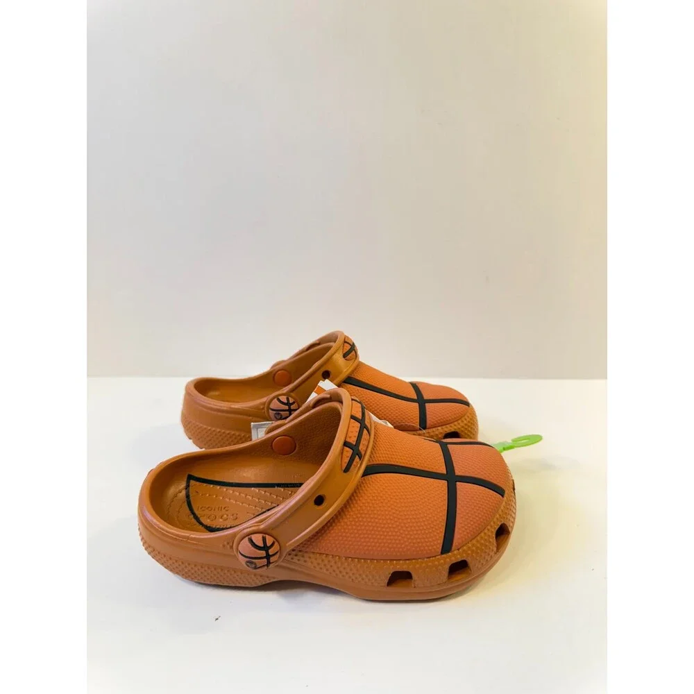 Crocs Kids Sandals Classic Basketball Clogs Orange Black US 12